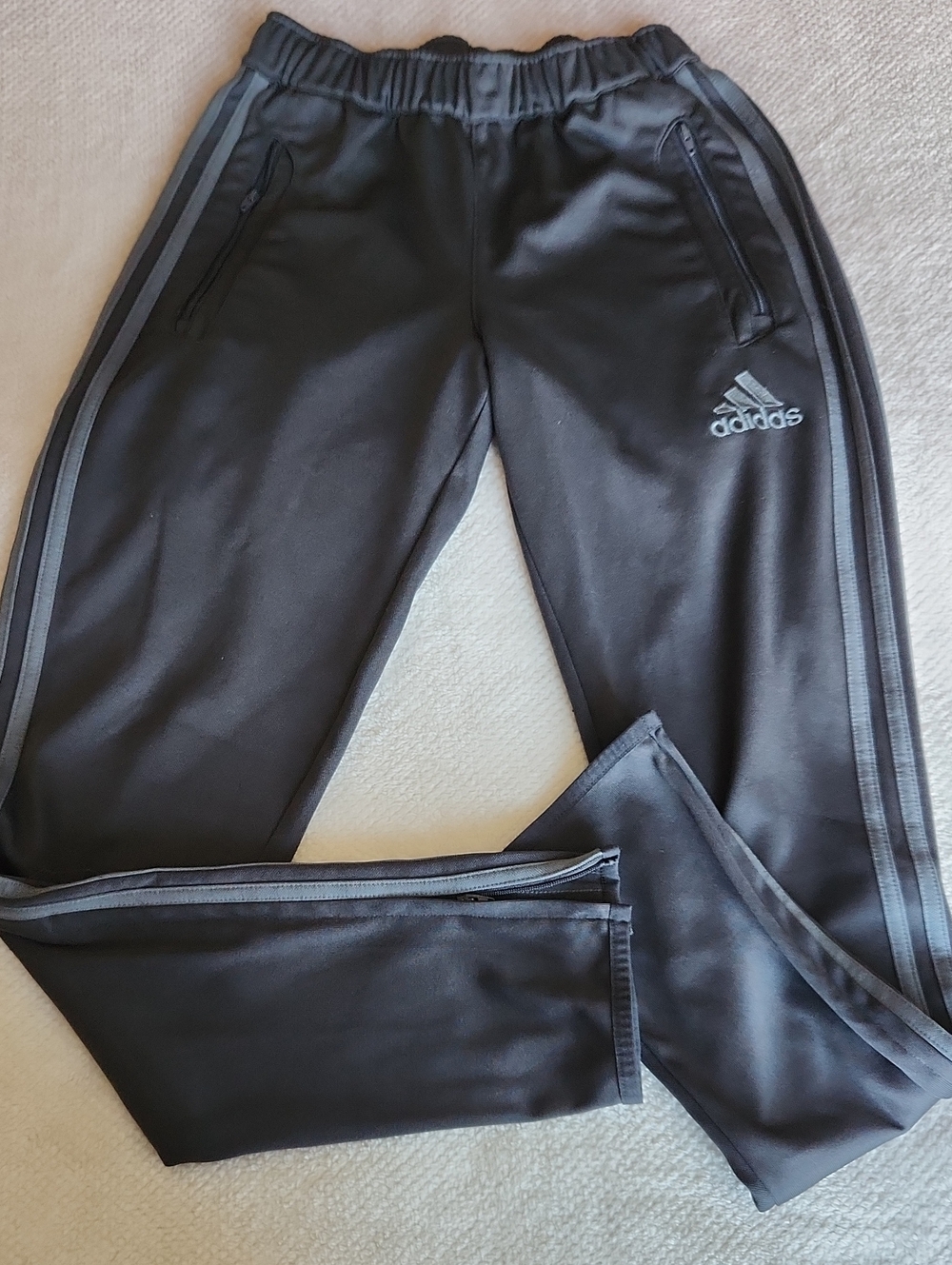 adidas Black Kids Joggers with Grey Stripes
